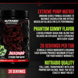 NutraBio Bloodline scoop sobre agua listo para mezclar y usar antes de entrenar