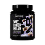 NutraBio envase frontal Blueberry Muffin mostrando 20 servicios y 25g proteína
