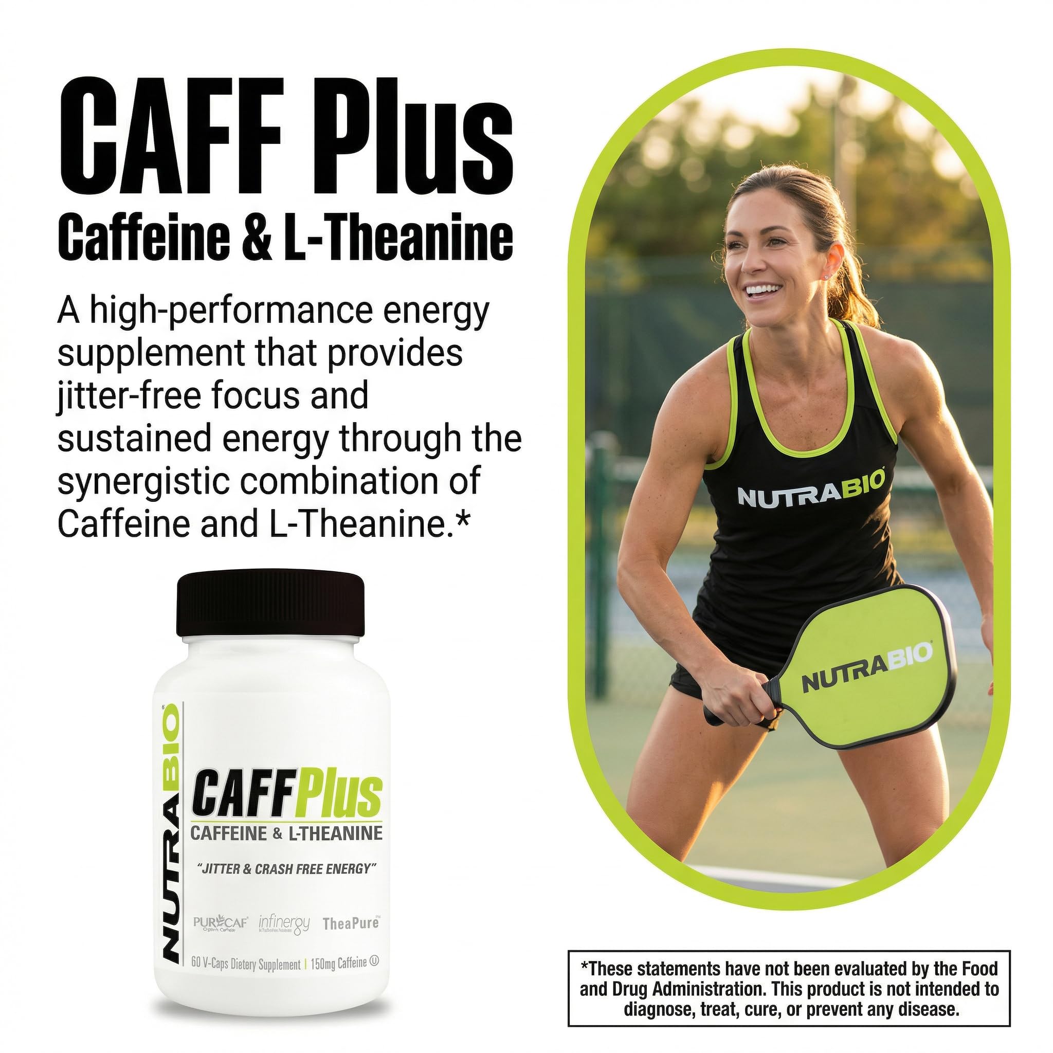 NutraBio CaffPlus etiqueta transparente con lista completa