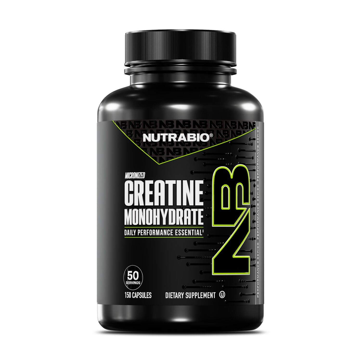 NutraBio caja frontal del producto mostrando nombre y formato en cápsulas, beneficio de conveniencia