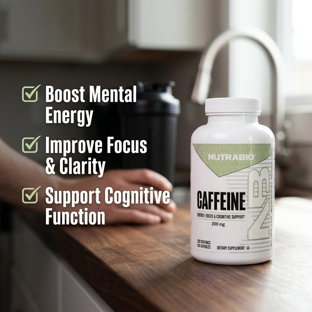 NutraBio cápsulas extendidas sobre mesa indicando cantidad visible