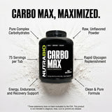 NutraBio cucharada medidora con CarboMax mostrando porción exacta