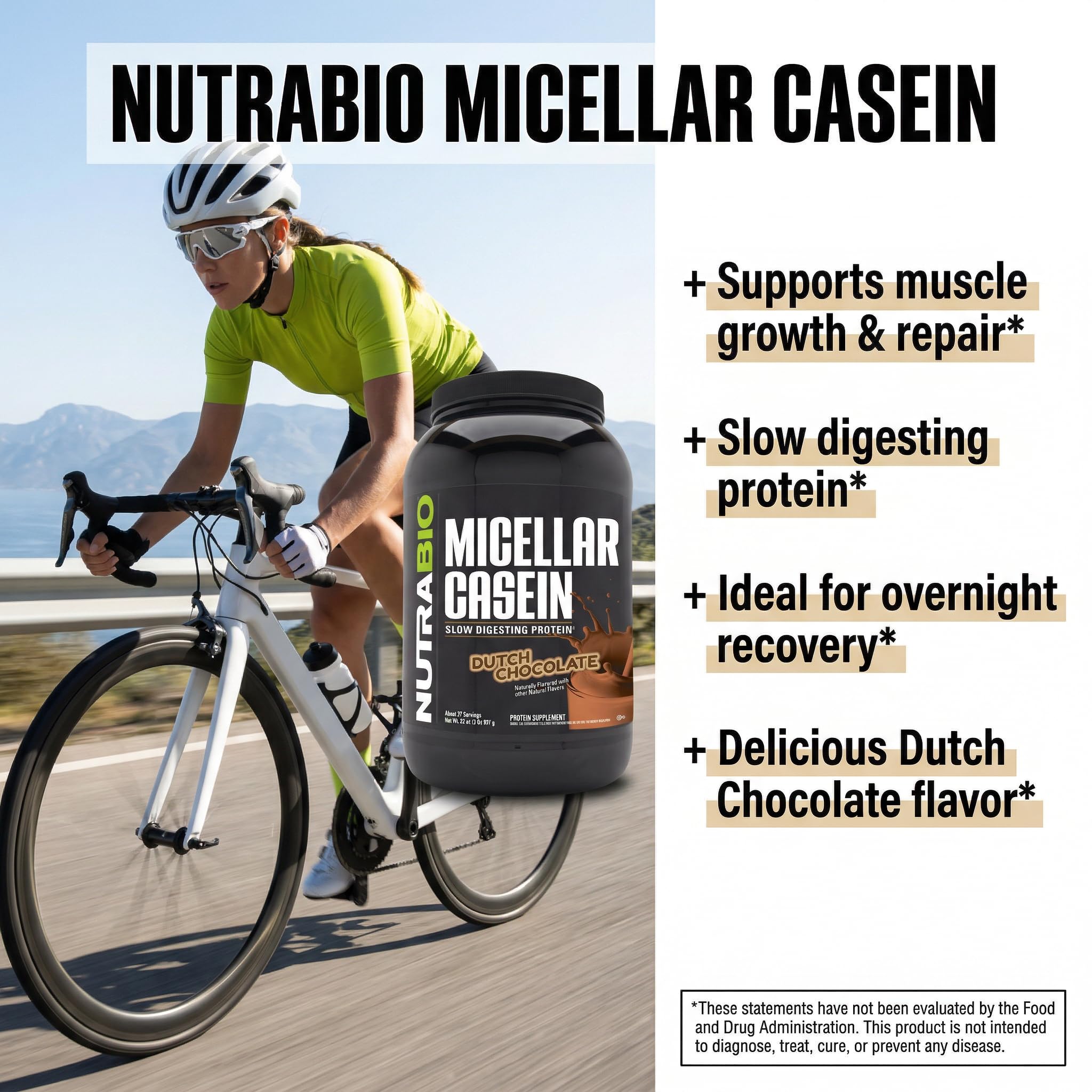 NutraBio batido de casein en vaso listo para beber que aporta saciedad prolongada