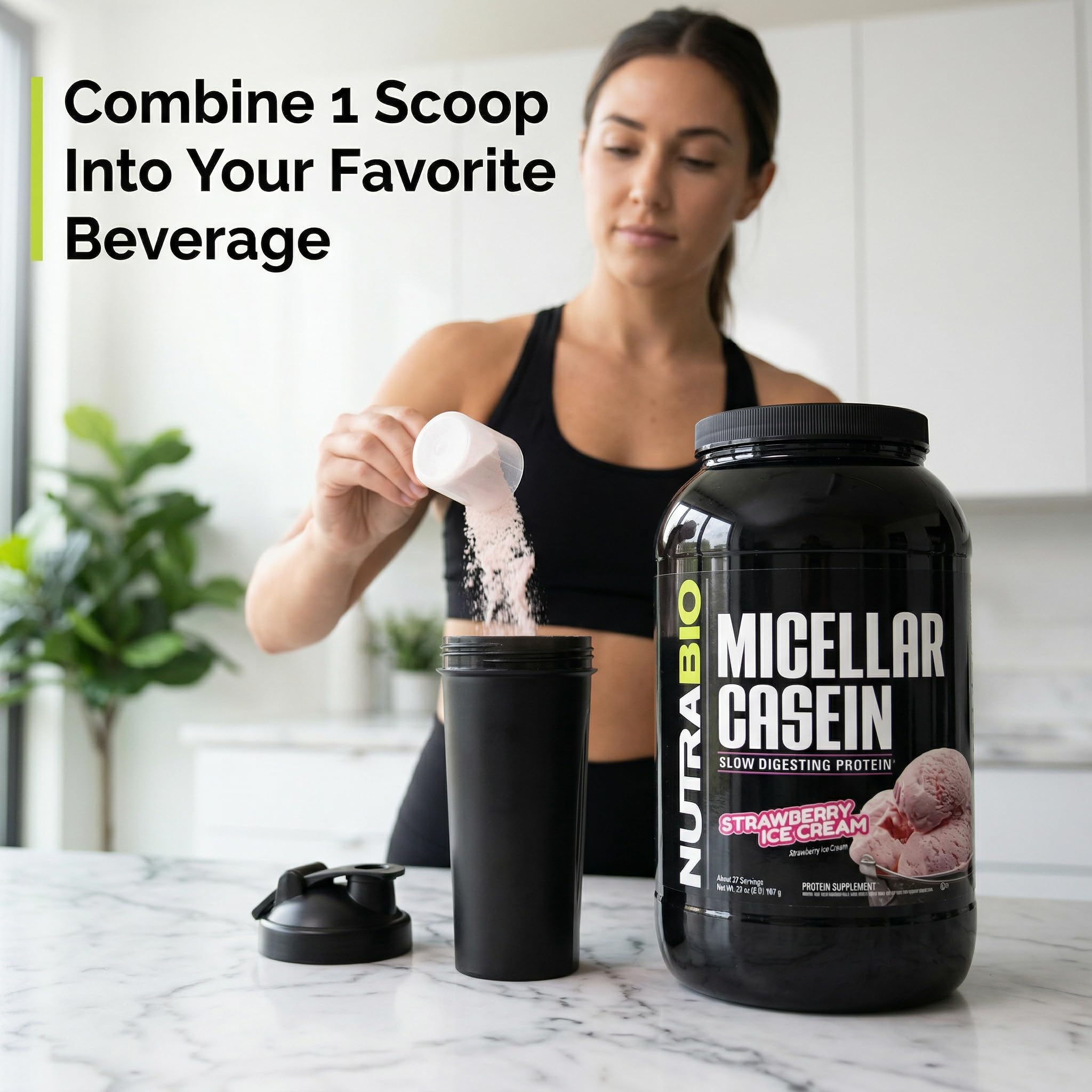 Etiqueta de ingredientes de NutraBio Casein mostrando perfil de BCAA y sin gluten