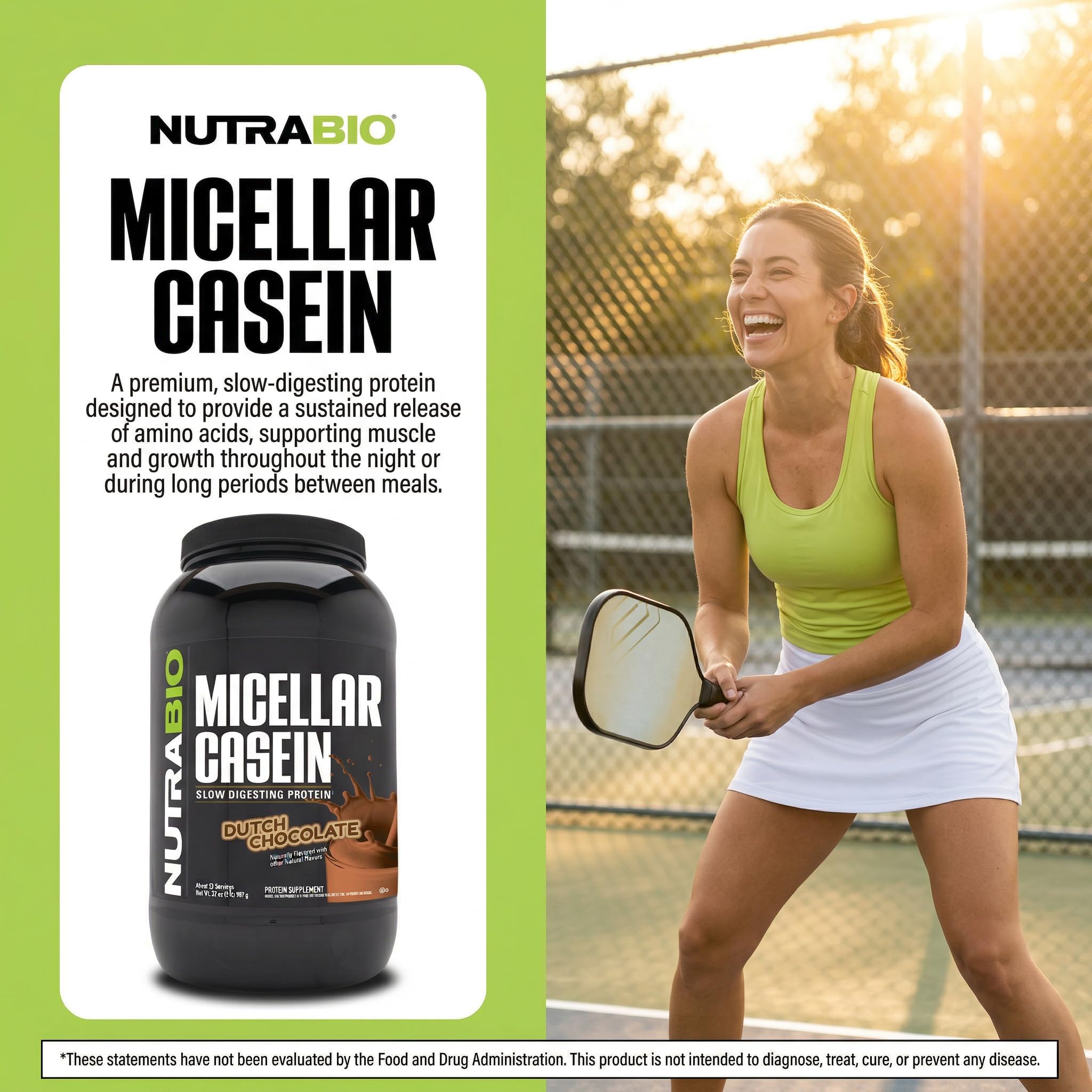 NutraBio dosificador con polvo sirve una porción precisa de 25 g proteínas