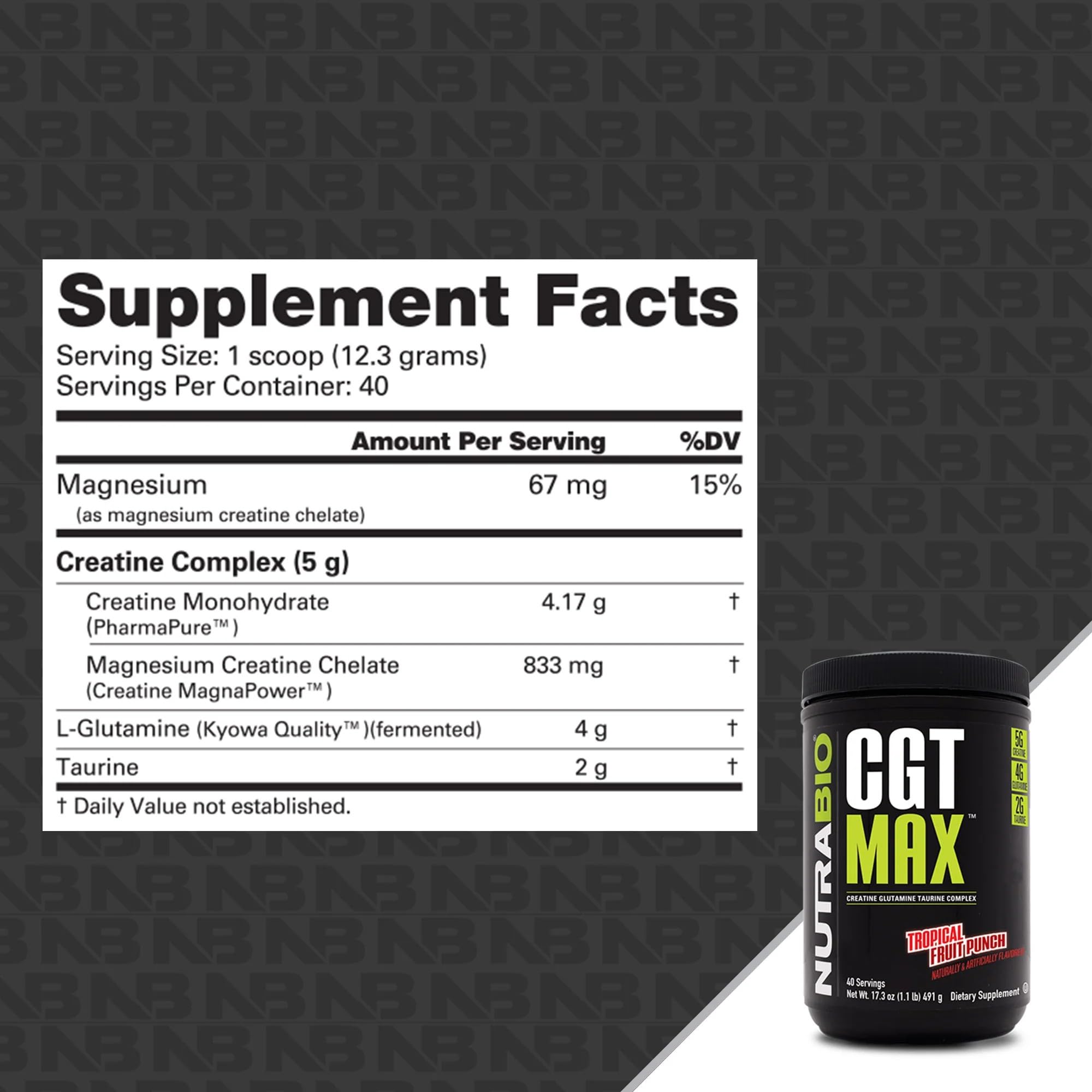 NutraBio CGT-MAX cuchara con polvo para preparar un servicio rápido
