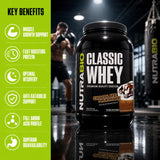 NutraBio Classic Whey batido en vaso listo para beber post entrenamiento