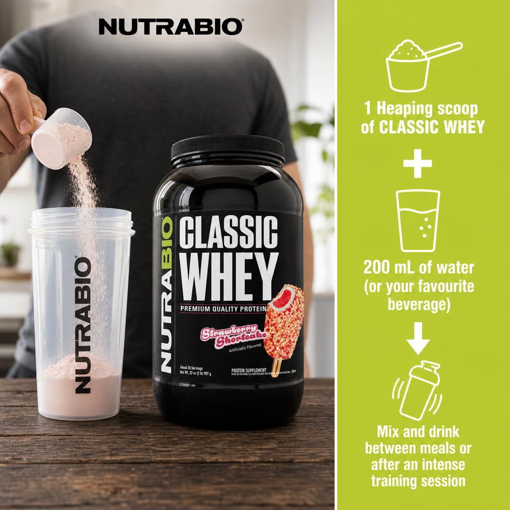 Comparación de tamaño del frasco NutraBio Classic Whey 2 lb para ver escala y duración del producto