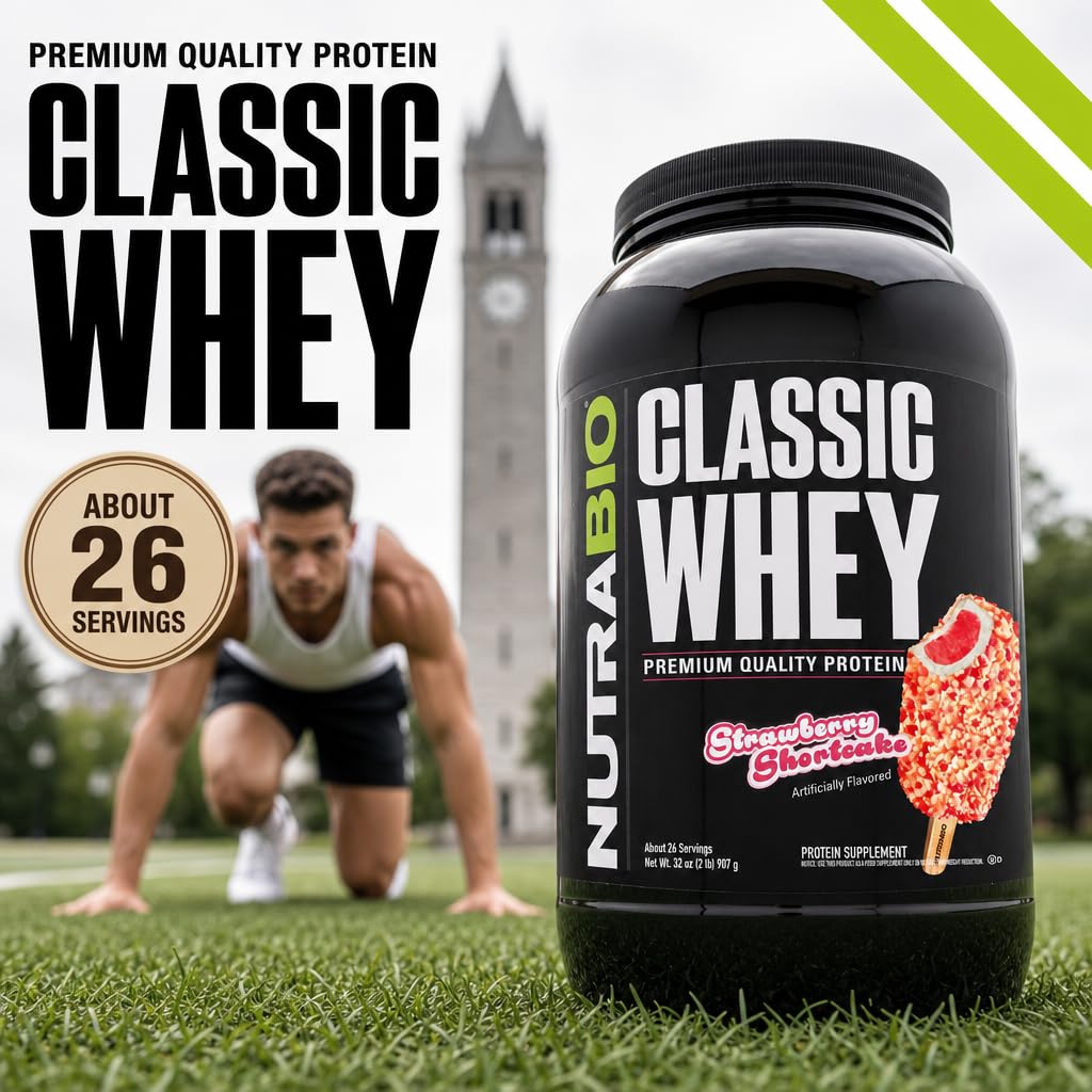 Batido en licuadora con NutraBio Classic Whey integrándose en recetas y sabores versátiles