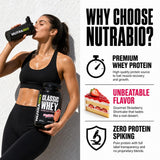 Etiqueta nutricional de NutraBio Classic Whey destacando transparencia y sin blends ocultos