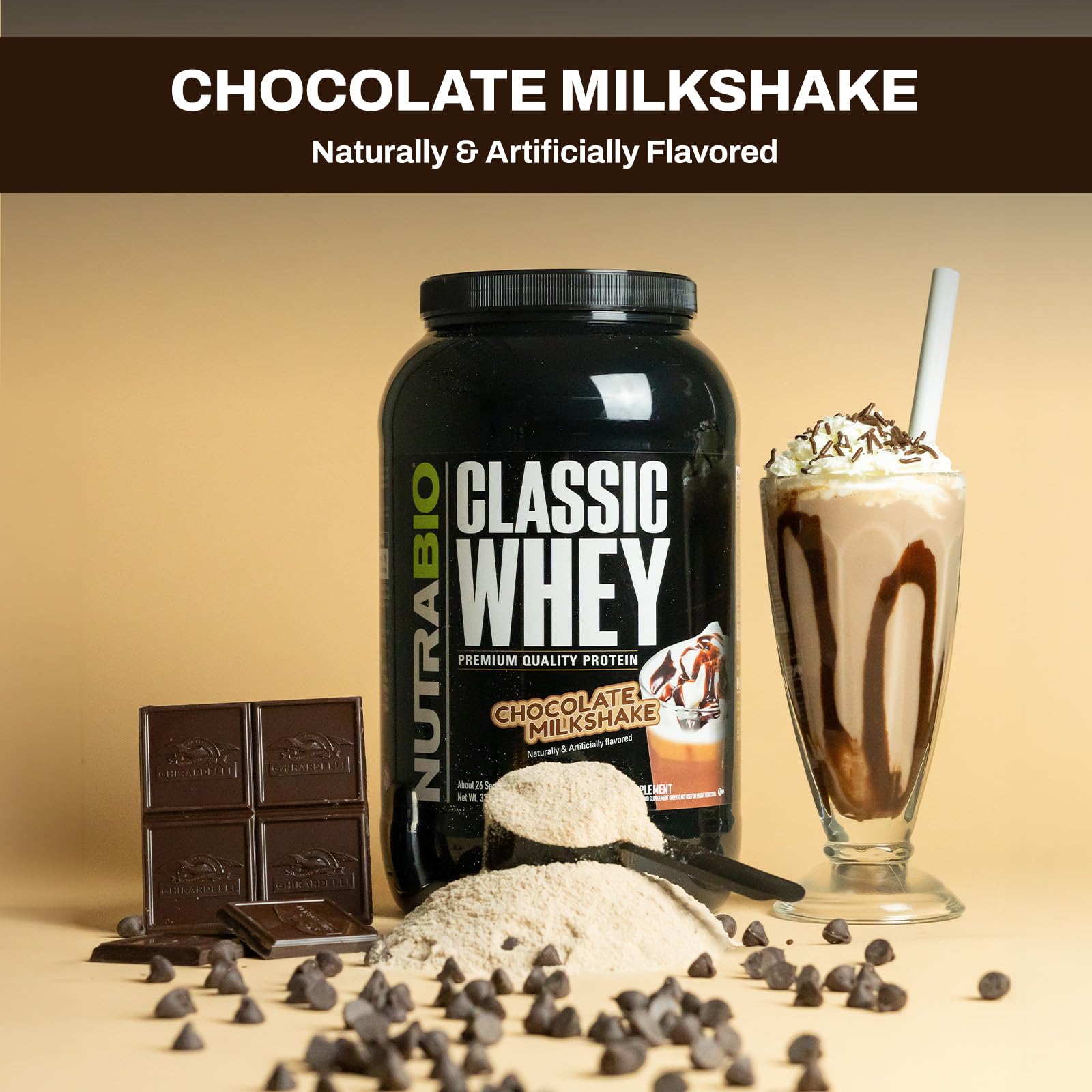NutraBio Classic Whey smoothie chocolate preparado como opción nutritiva