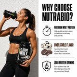 NutraBio vaso de batido preparado con espuma, beneficio recuperación post-entreno