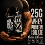 NutraBio envase junto a mano para comparar tamaño y conveniencia