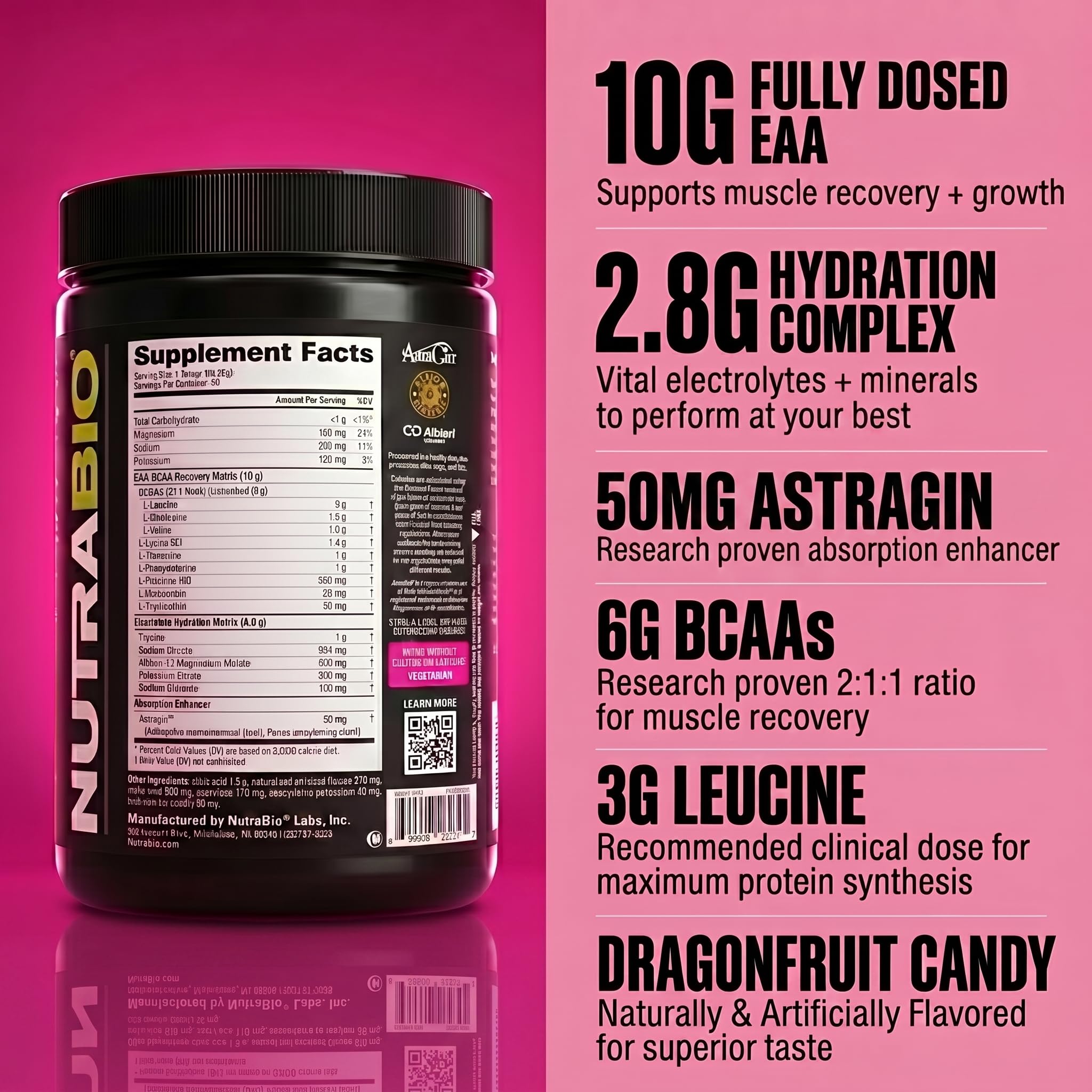 NutraBio comparación de tamaño con manos para visualizar escala