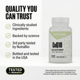 NutraBio frasco junto a desayuno rico en grasas para mejor absorción