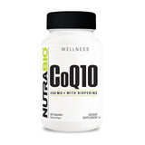 NutraBio CoQ10 frente del envase mostrando presentación de 60 cápsulas
