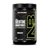 NutraBio envase frontal de creatina mostrando pureza y tamaño 300 g