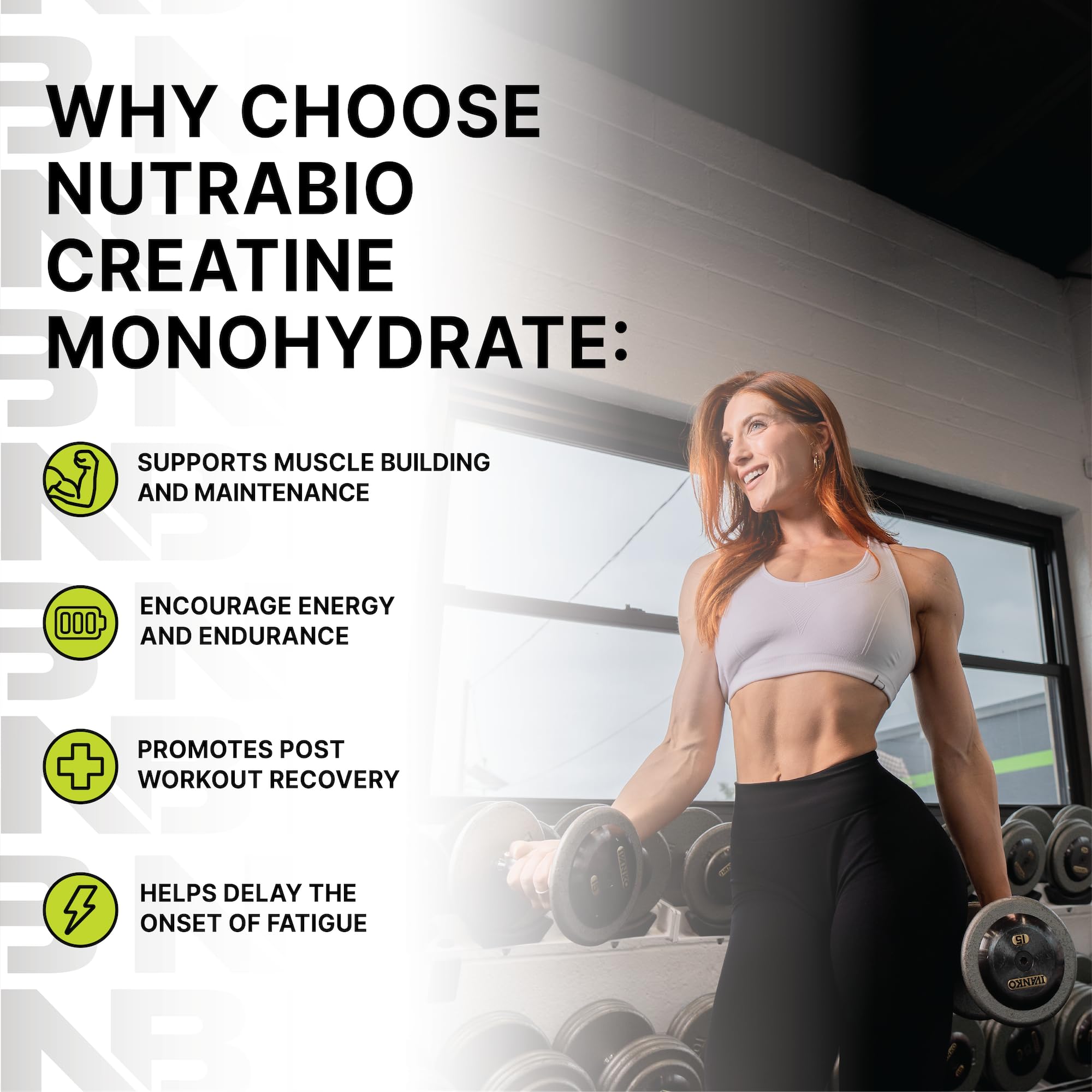 NutraBio cucharada de polvo blanco enfocando pureza y solubilidad