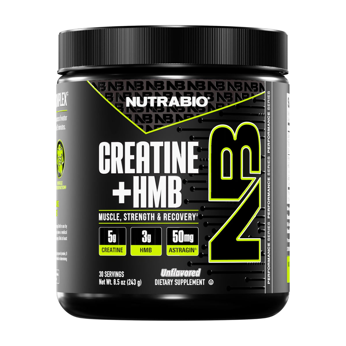 NutraBio envase frontal del producto con diseño claro y beneficio de fuerza
