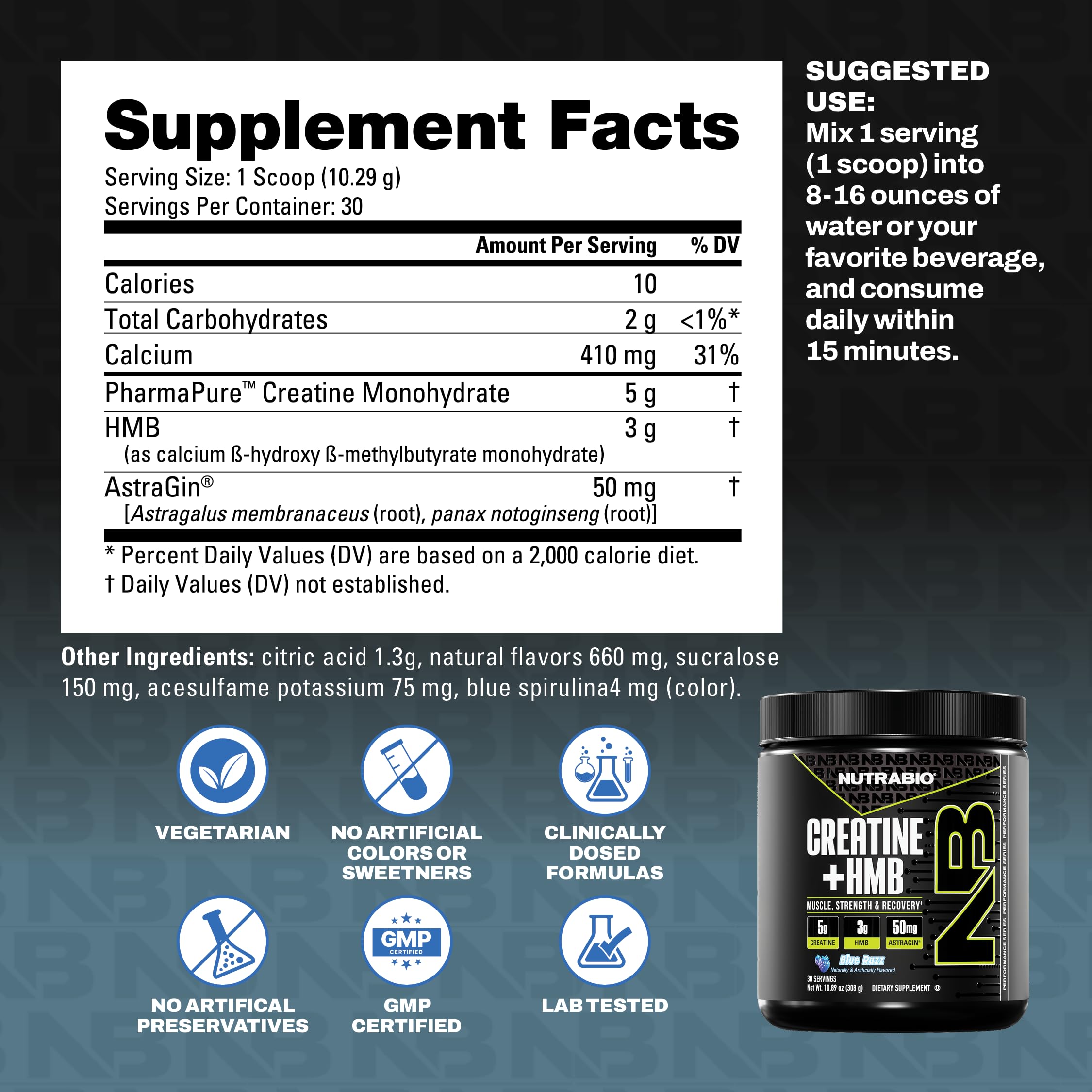 NutraBio vaso con mezcla Blue Razz listo para beber tras entrenamiento