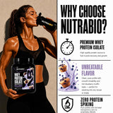 NutraBio cucharada de polvo y porción, medición clara para control de macros