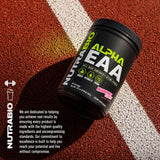 NutraBio primer plano del polvo, pureza y consistencia visible
