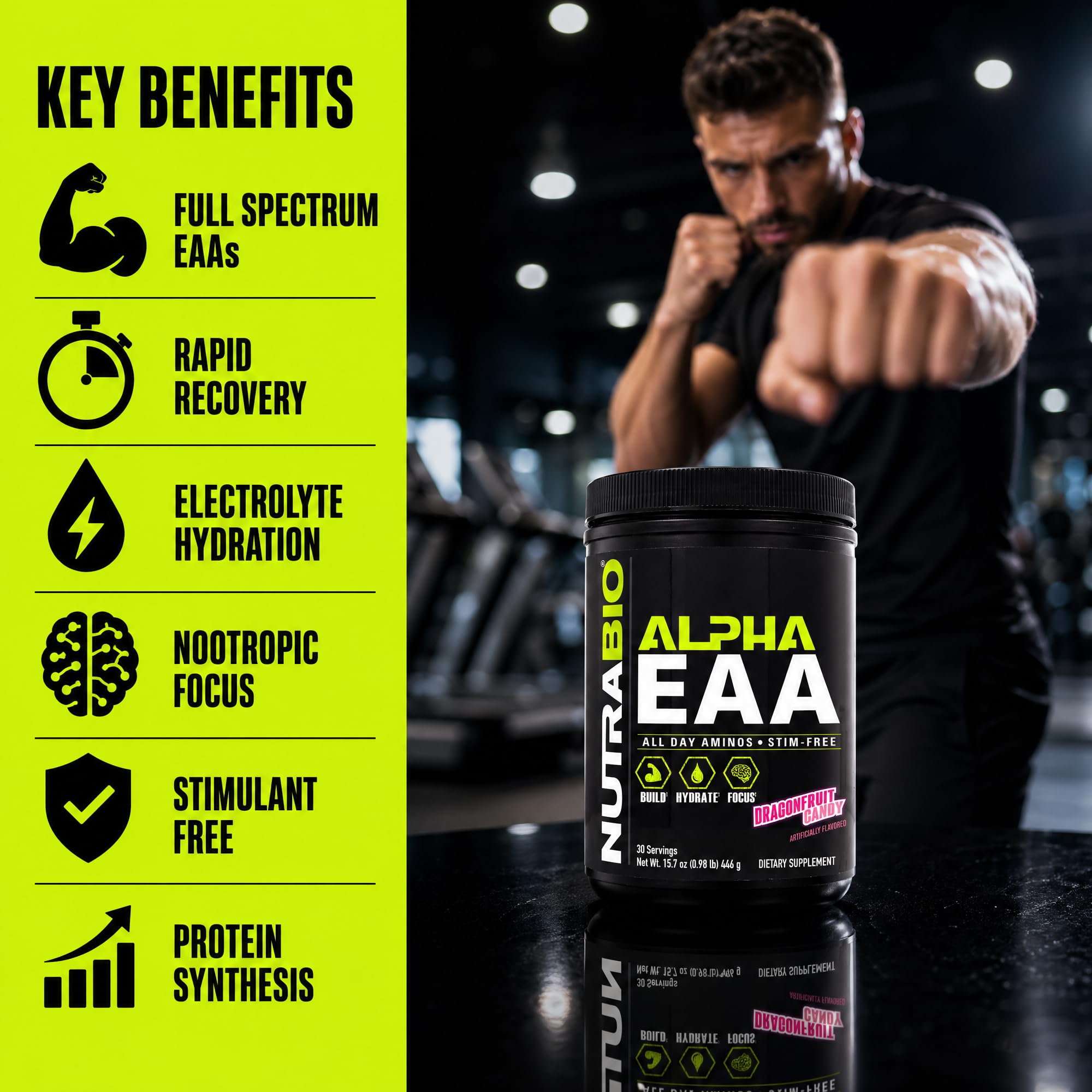 NutraBio vaso con bebida Dragon Fruit sabrosa y refrescante