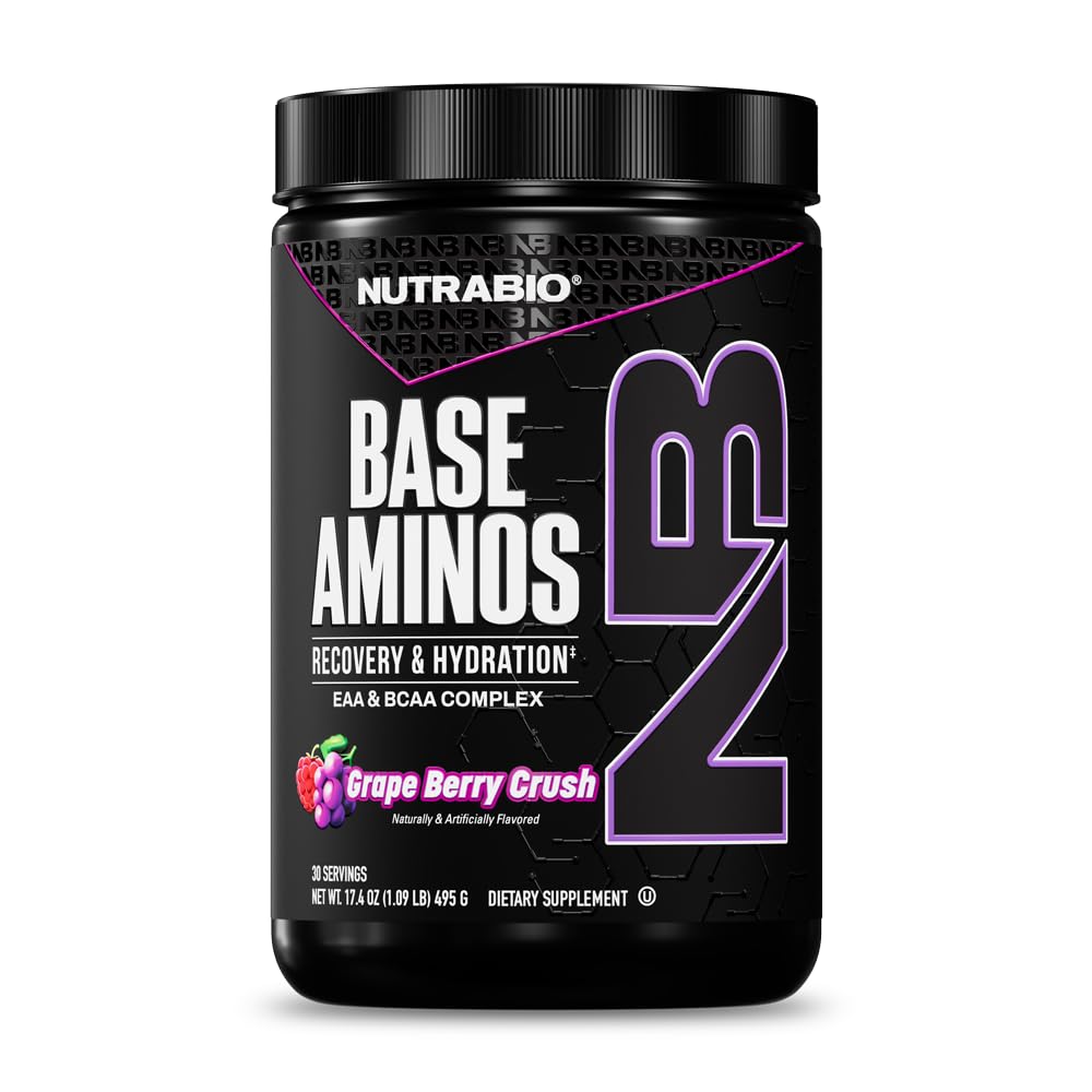 NutraBio envase frente Grape Berry Crush mostrando la presentación y beneficio de transparencia