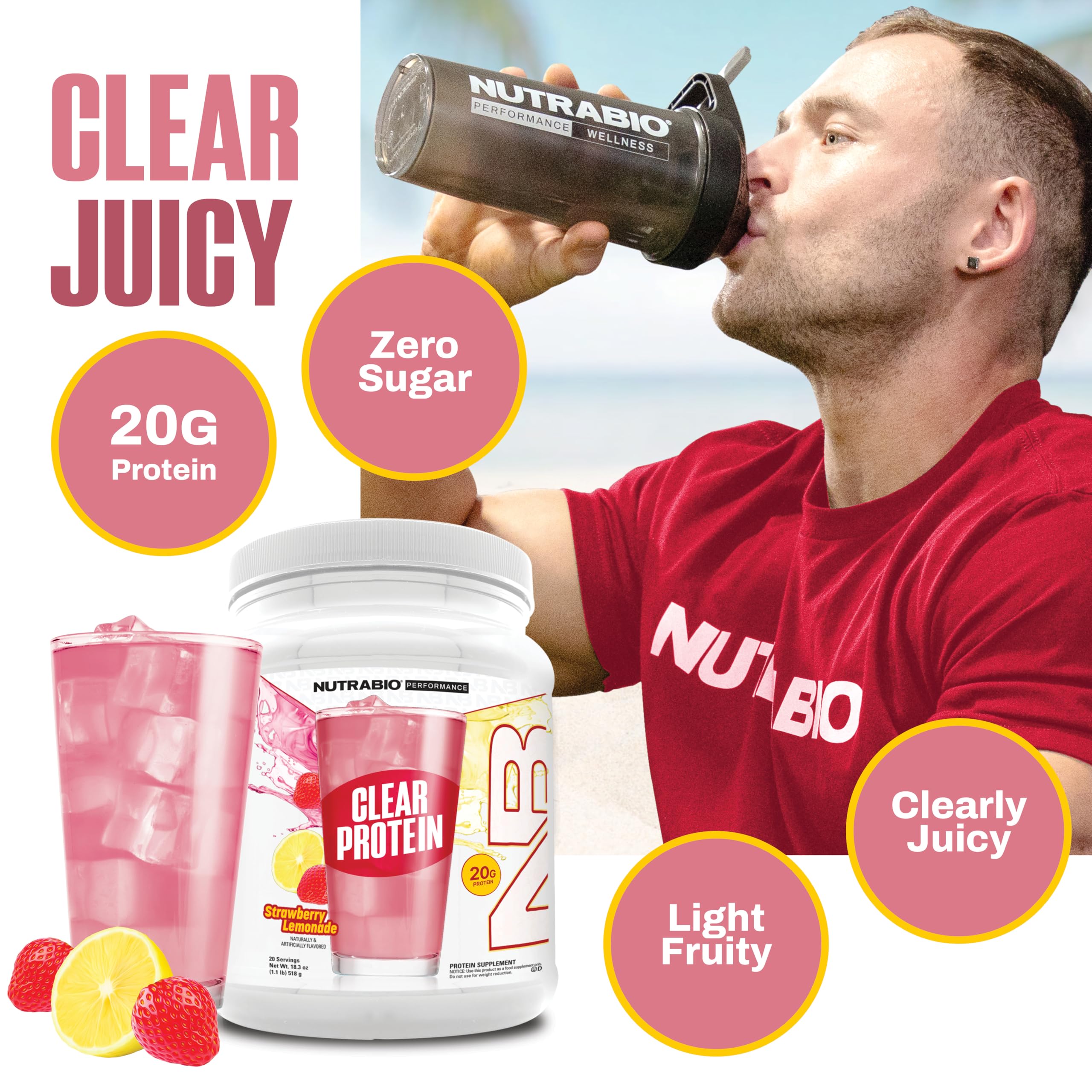 NutraBio etiqueta nutricional en detalle para verificar 20 g proteína por servicio