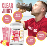 NutraBio etiqueta nutricional en detalle para verificar 20 g proteína por servicio