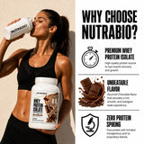 NutraBio etiqueta nutricional visible con perfil de aminoácidos completo