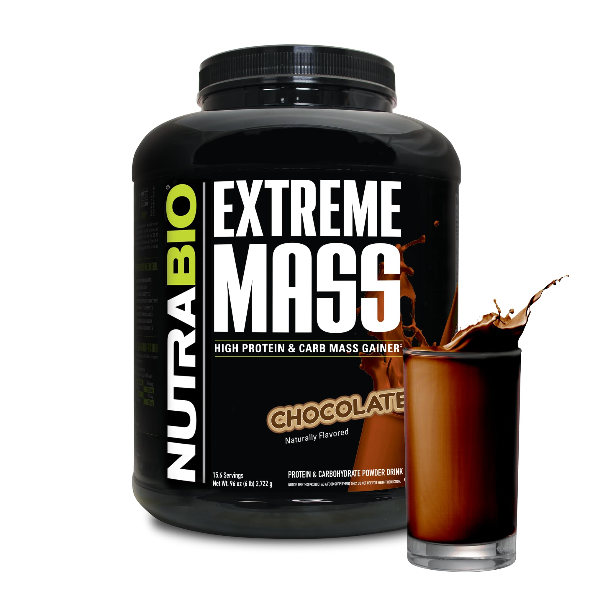 NutraBio envase frontal de Extreme Mass, presentación clara y profesional
