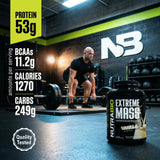 NutraBio porción y ingredientes medidos con balanza, muestra control de macros