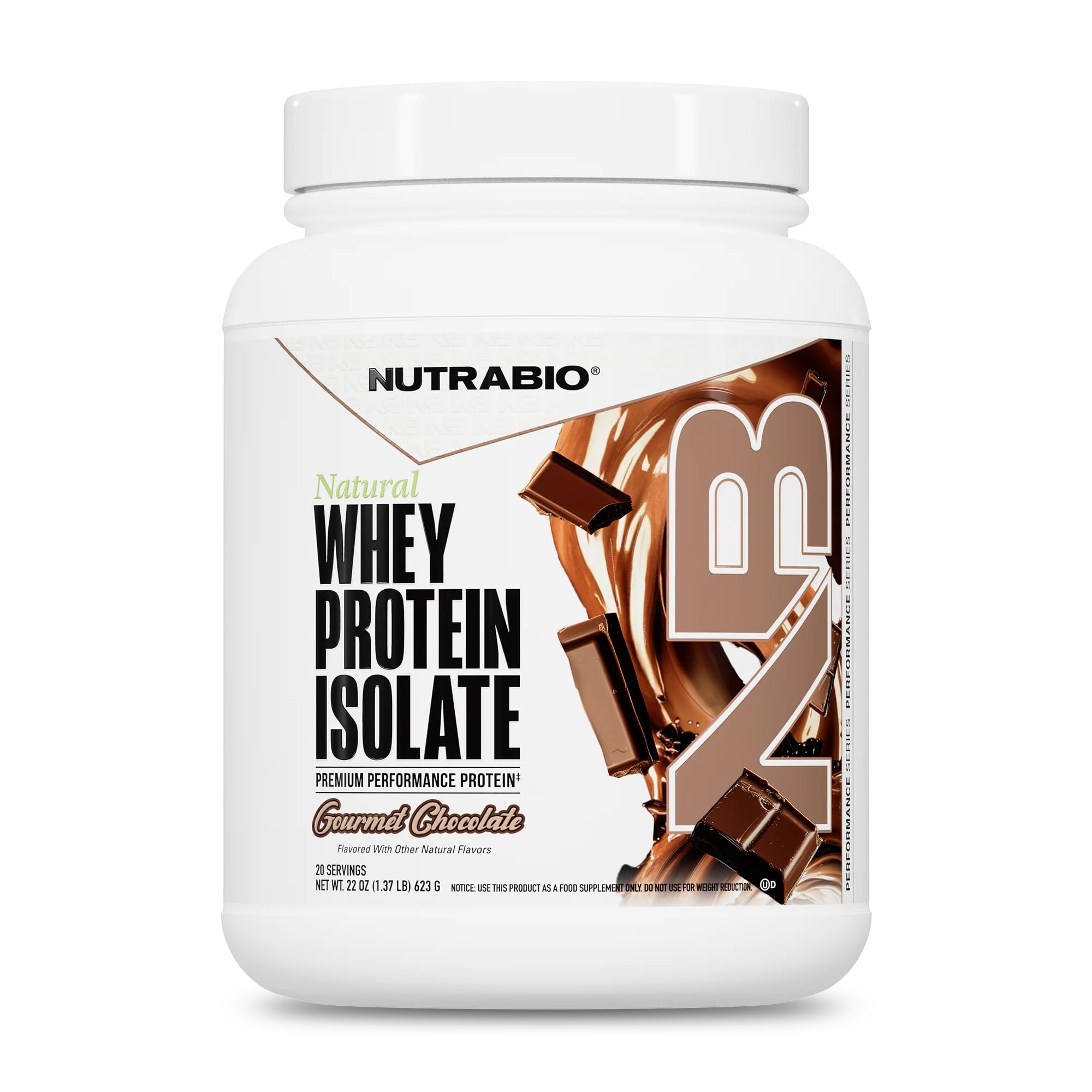 NutraBio envase frontal chocolate mostrando etiqueta limpia y beneficios
