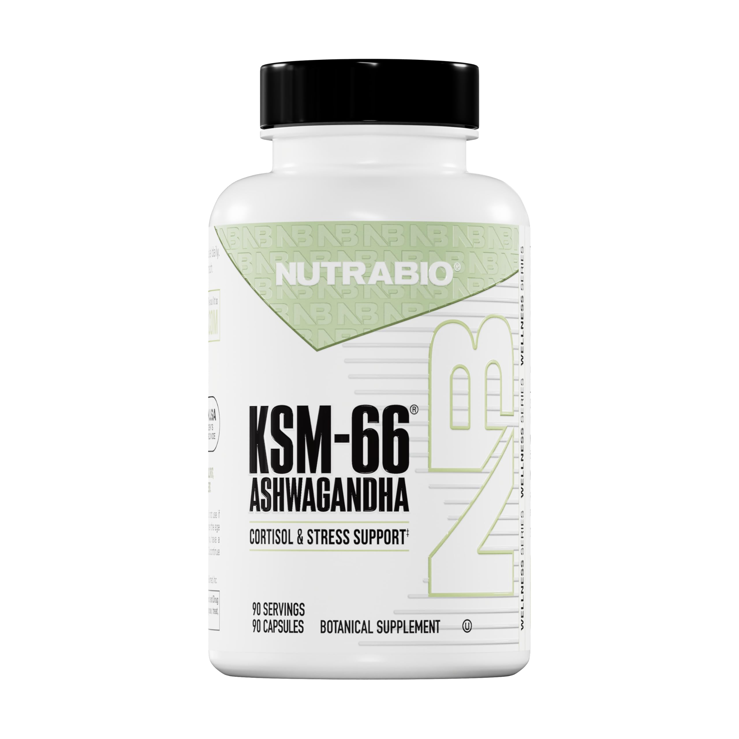 NutraBio envase frontal mostrando 90 cápsulas y beneficios visibles