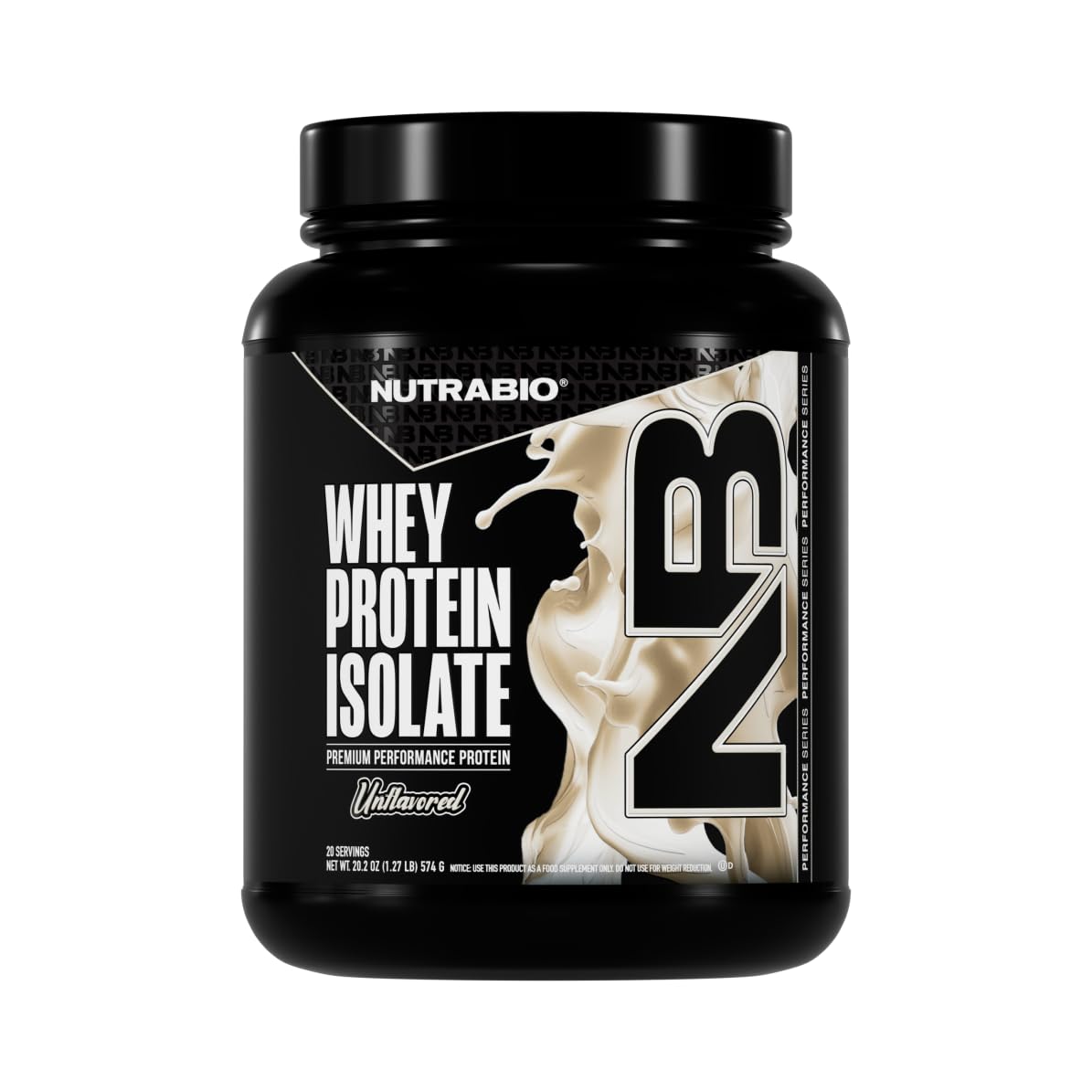 NutraBio envase frontal claro muestra pureza y alto aporte proteico