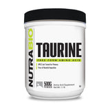 NutraBio envase frontal de Taurine Powder 500g mostrando diseño limpio y claridad de ingrediente