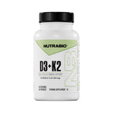 NutraBio frasco frontal mostrando la etiqueta clara y beneficios