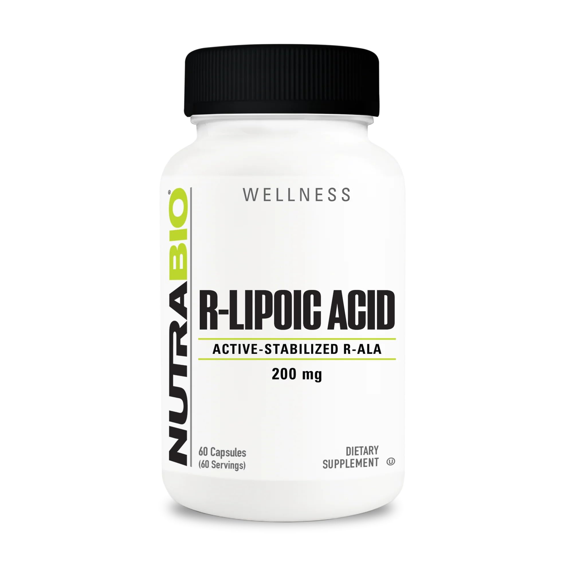 NutraBio envase frontal mostrando 60 cápsulas y etiqueta clara