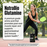 NutraBio comparativa de tamaño del envase en mano para visualización de cantidad