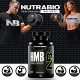 NutraBio HMB cápsula en mano para comparar tamaño y manejo cómodo