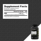 NutraBio HMB primer plano de etiqueta con lista de ingredientes clara