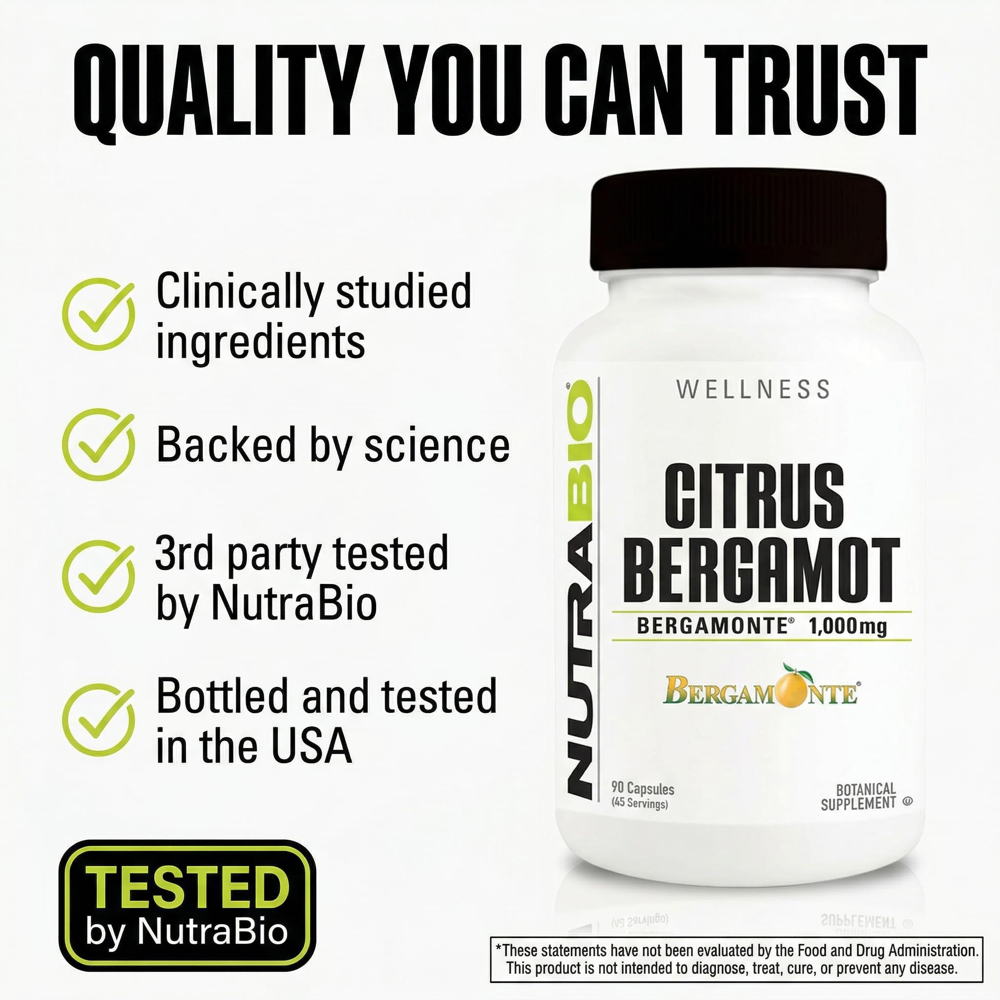 NutraBio bergamota fresca ingrediente principal y origen natural