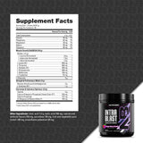 NutraBio Intra Blast comparación de tamaño de envase y servicio para visualizar cantidad y duración