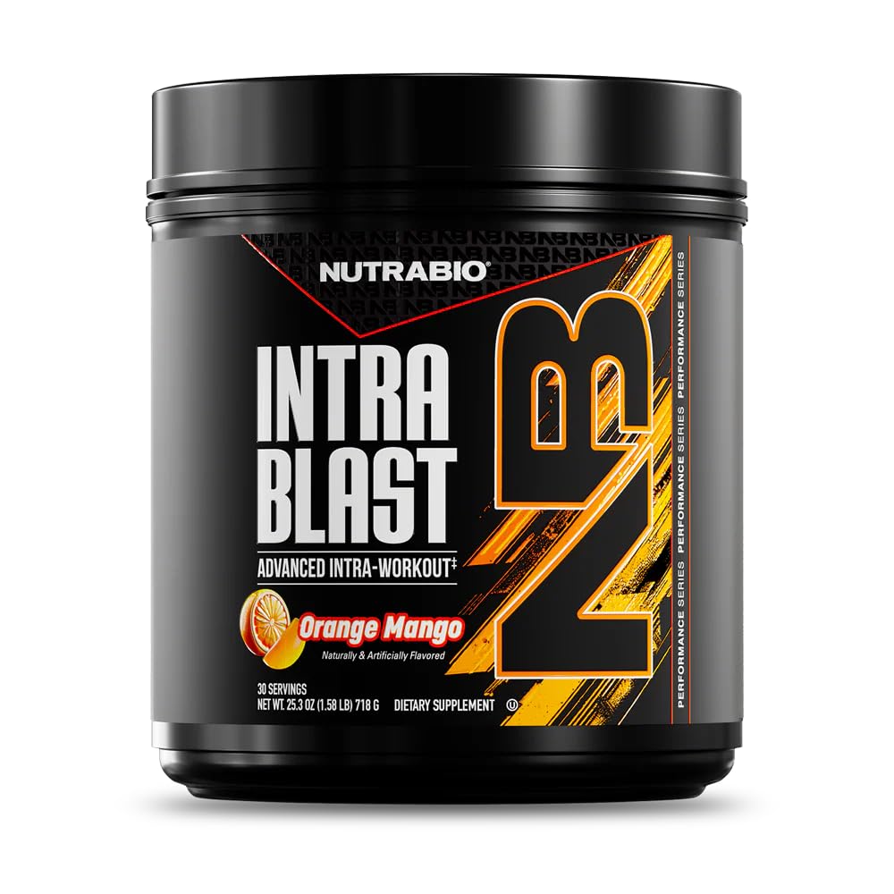 NutraBio Intra Blast frente del envase mostrando diseño y beneficios