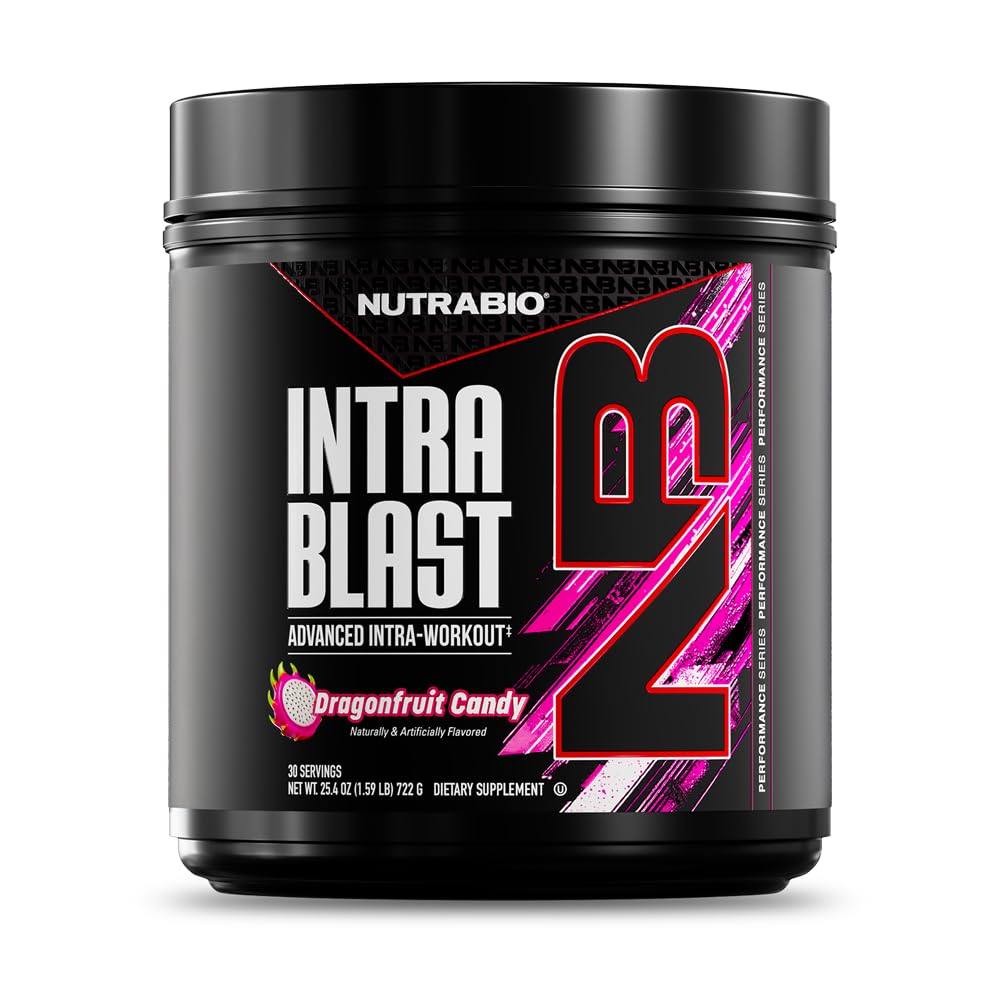 NutraBio envase frontal mostrando Intra Blast y beneficios visibles