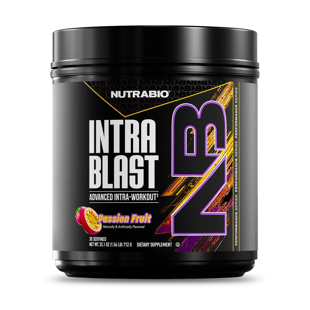 NutraBio Intra Blast frente del envase mostrando etiqueta clara y beneficios