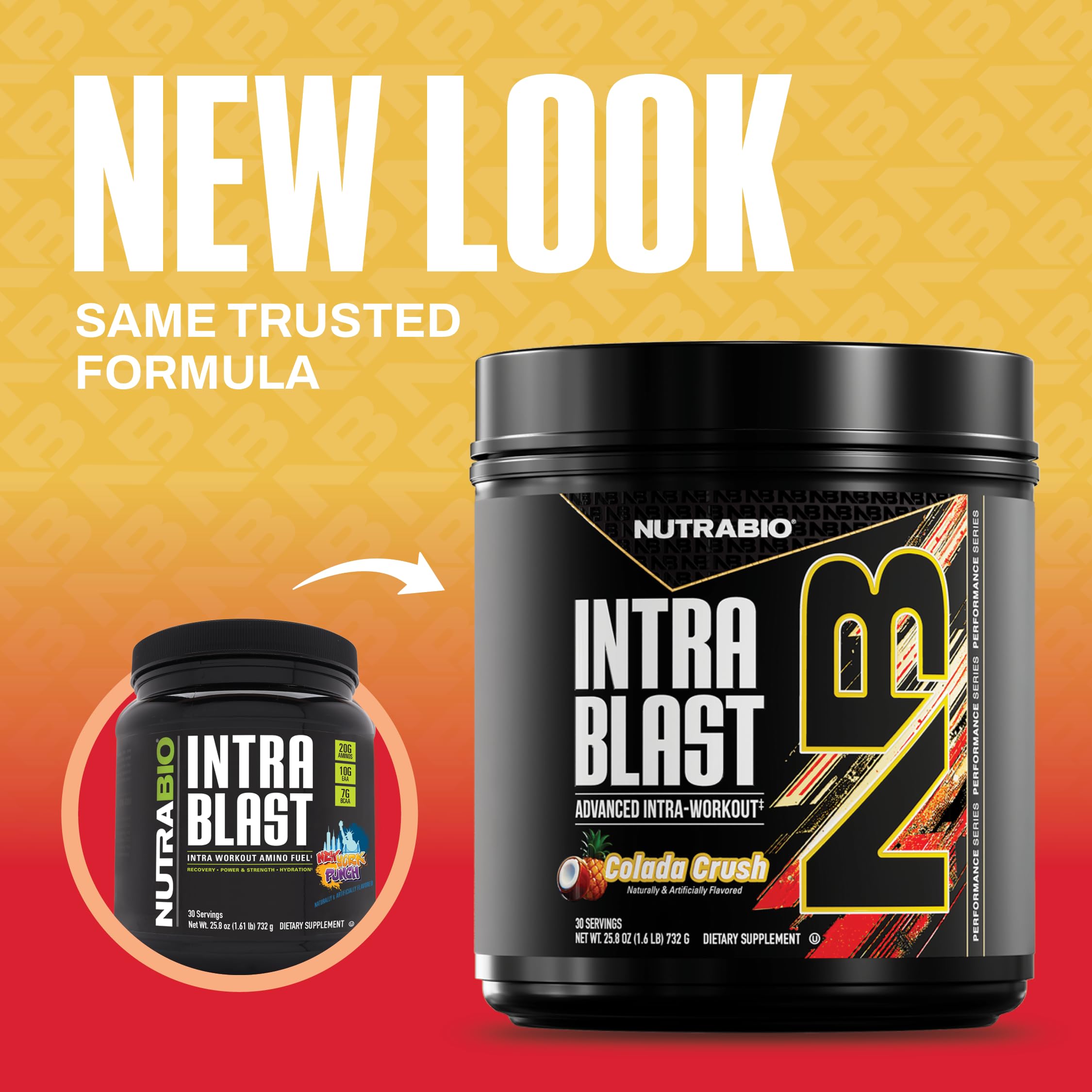 NutraBio polvo de Intra Blast en cuchara mostrando textura fina y mezcla fácil