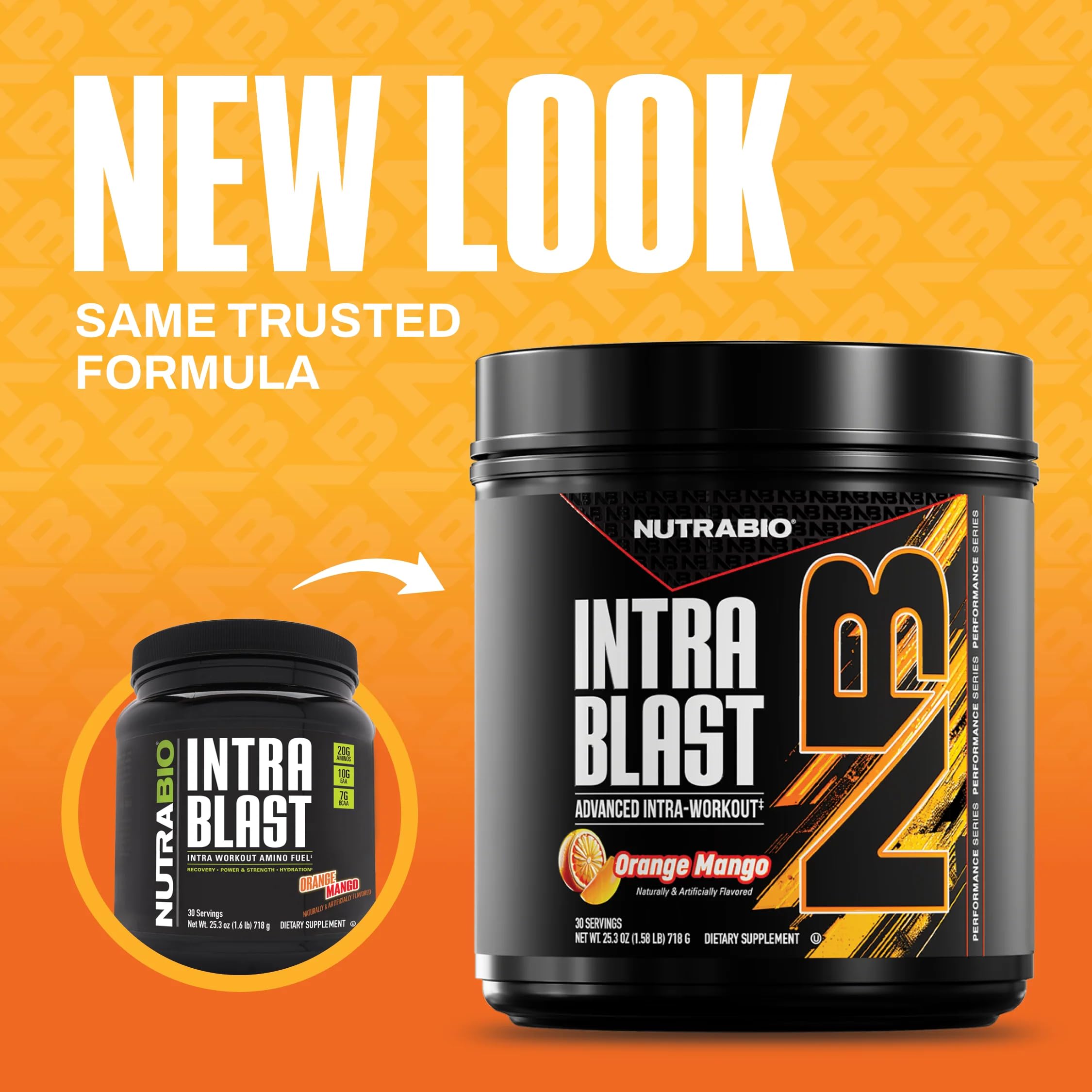 NutraBio Intra Blast textura del polvo mostrando mezcla fina y solubilidad