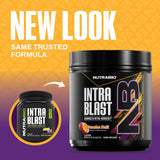 NutraBio Intra Blast polvo sabor maracuyá con textura fina y disolución rápida